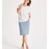 Coupon ⭐ Regatta Stretch Denim 👗 Skirt Midi In Indigo 🔔