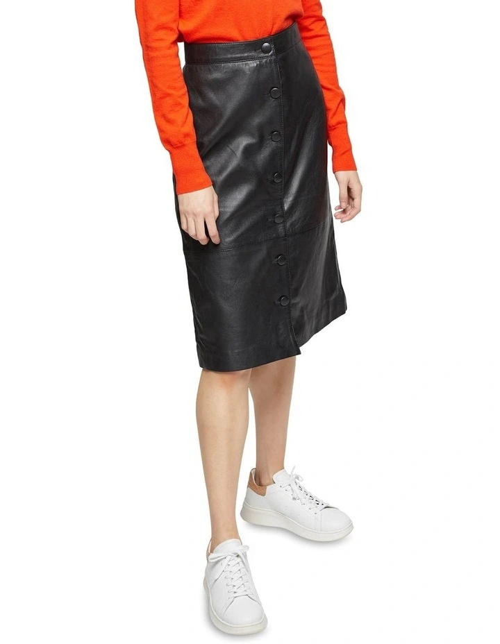 Cheap π Oxford Gigi A-Line Leather π Skirt Black π - Image 4