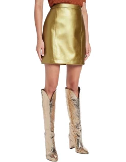 Outlet π― Marcs Genie Cactus Leather π Skirt Gold π