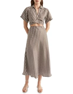 Coupon 🛒 Seed Heritage Linen Geo Maxi 👗 Skirt In Brown 🧨