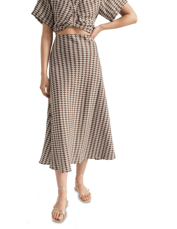 Coupon π Seed Heritage Linen Geo Maxi π Skirt In Brown 𧨠- Image 3