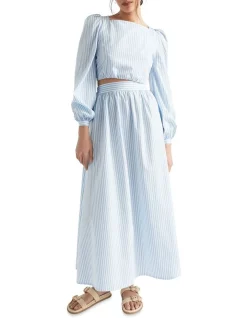 Coupon β¨ Seed Heritage Poplin Stripe Maxi π Skirt In Bluebell Stripe π