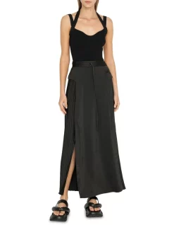 Best reviews of 💯 Cue Pleated Satin 👗 Skirt In Black ⌛