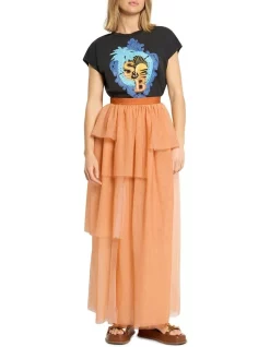 Hot Sale 😍 Sass & Bide Ready Teddy Maxi 👗 Skirt In Nude/Blood Orange 😉