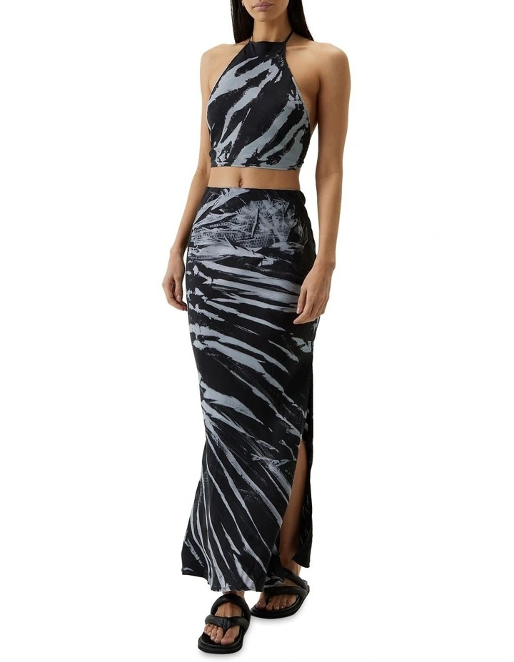 Cheap π Third Form Twist Through Bias Maxi π Skirt In Black Tie Dye π