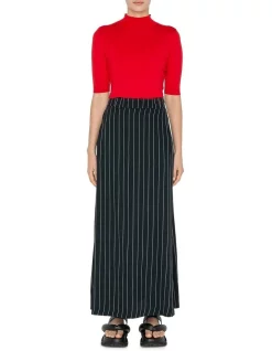 Best Sale 🌟 Cue Drapey Stripe Maxi 👗 Skirt In Black/White 🛒