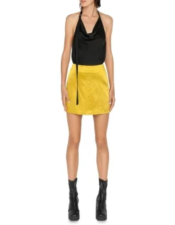 Best Pirce 😍 Cue Satin Mini 👗 Skirt In Gold 💯