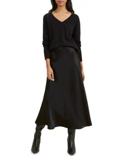 Outlet 🔥 Seed Heritage Satin Maxi 👗 Skirt In Black ✔️