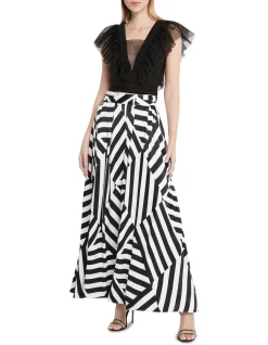 Best Pirce 🤩 Sass & Bide Sweet Nothing Maxi 👗 Skirt In Black/White Stripe ⌛