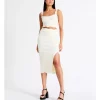Best deal 🌟 Miss Shop Eco Scallop Edge Knit Midi 👗 Skirt In Ivory 🥰