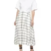 Hot Sale 🔥 Veronika Maine Linen Check Pleat 👗 Skirt In White 😍