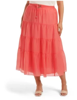 Best reviews of π Forever New Curve Maia Tiered Belted Midi π Skirt In Pink β