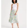 Promo 🤩 Vero Moda Sue High Waisted 👗 Skirt In Snow White/Green ✔️