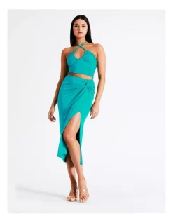 Outlet 𧨠Miss Shop Recycled Blend Twist Front Midi π Skirt In Teal π