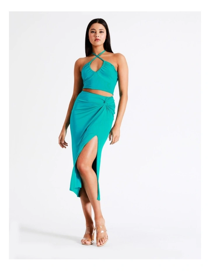 Outlet 𧨠Miss Shop Recycled Blend Twist Front Midi π Skirt In Teal π