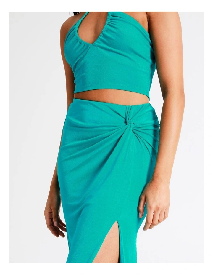 Outlet 𧨠Miss Shop Recycled Blend Twist Front Midi π Skirt In Teal π - Image 2