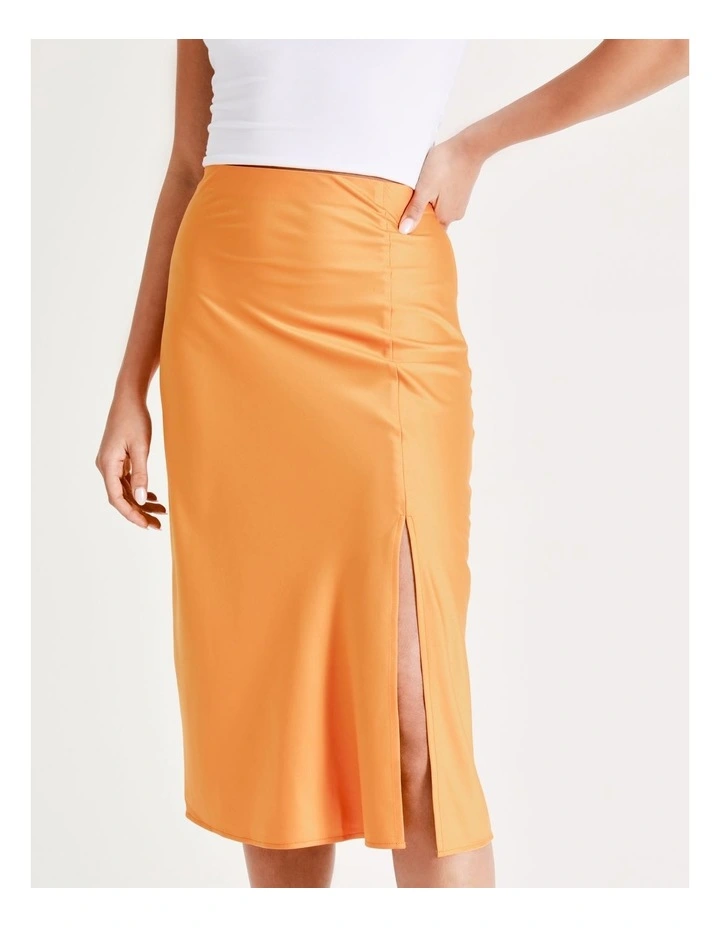 Coupon π Miss Shop Recycled Split Front Slip Midi π Skirt In Amber π - Image 5