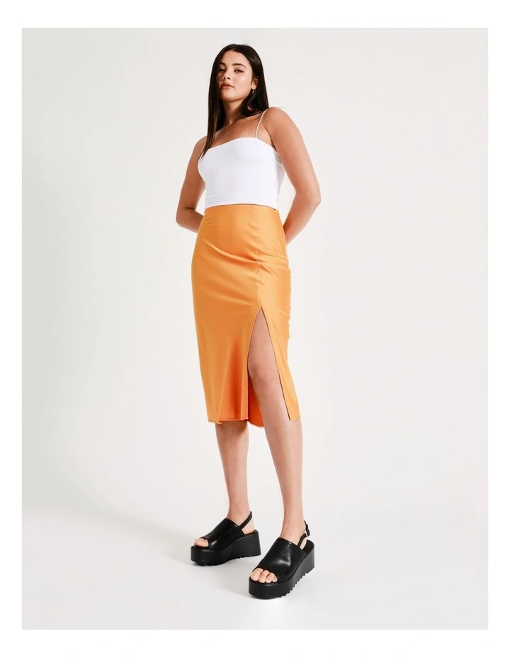 Coupon π Miss Shop Recycled Split Front Slip Midi π Skirt In Amber π - Image 6