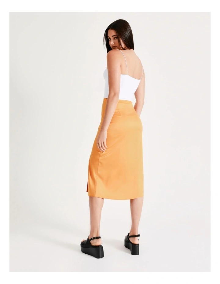 Coupon π Miss Shop Recycled Split Front Slip Midi π Skirt In Amber π - Image 7