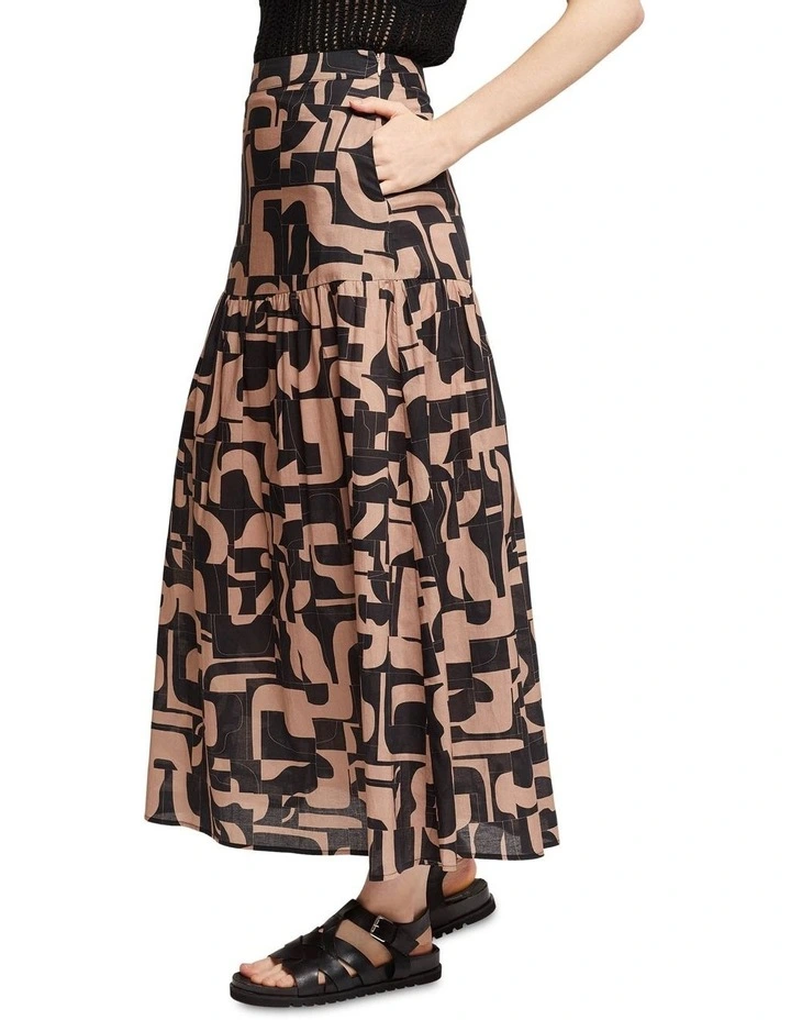 Best Pirce π Oxford Olivia Geo Print Voile π Skirt In Mocha π - Image 4