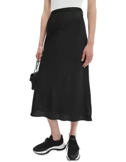 Budget 💯 Calvin Klein Recycled Bias Cut Midi 👗 Skirt In Black 🎁