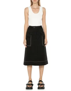 Cheap ❤️ Cue Utility Midi 👗 Skirt In Black 😀