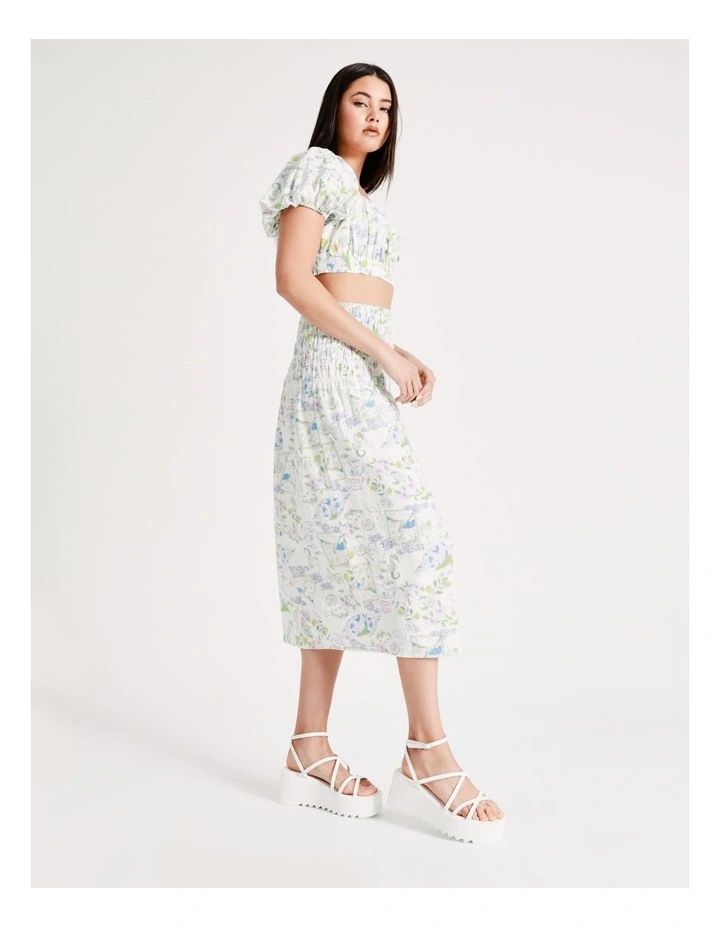 Cheapest π Miss Shop Linen Deep Shirred Waist Midi π Skirt In Santorini Print π - Image 6