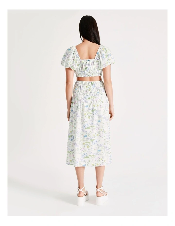 Cheapest π Miss Shop Linen Deep Shirred Waist Midi π Skirt In Santorini Print π - Image 7