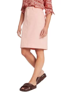 Hot Sale 👏 David Lawrence Marnie Denim Midi 👗 Skirt In Peach 🎁