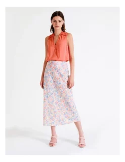 Cheapest π Tokito Recycled Blend Satin Midi π Skirt In Apricot β
