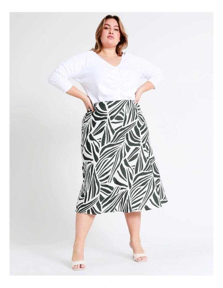 Best Pirce π Basque Linen Midi π Skirt In Multi π