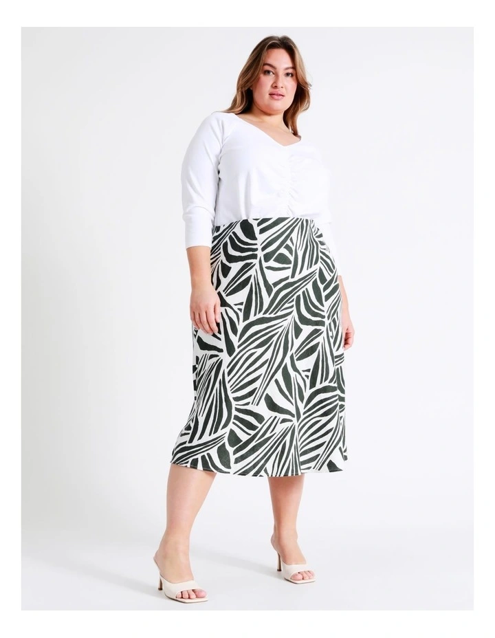 Best Pirce π Basque Linen Midi π Skirt In Multi π - Image 3
