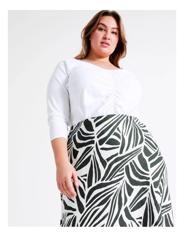 Best Pirce π Basque Linen Midi π Skirt In Multi π - Image 6