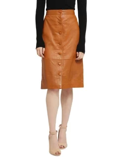Cheapest π Oxford Gigi A-Line Leather π Skirt Tan π₯