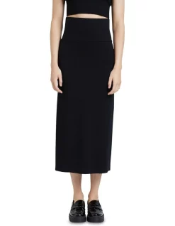 Hot Sale 😀 Oxford Annabelle High Waist Long Rib 👗 Skirt In Black 🌟