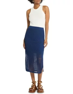 Top 10 😉 Sass & Bide Three Strikes Knit 👗 Skirt In Blue 👍