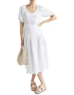 Flash Sale π Seed Heritage Cheesecloth Shirred π Skirt In Whisper White π