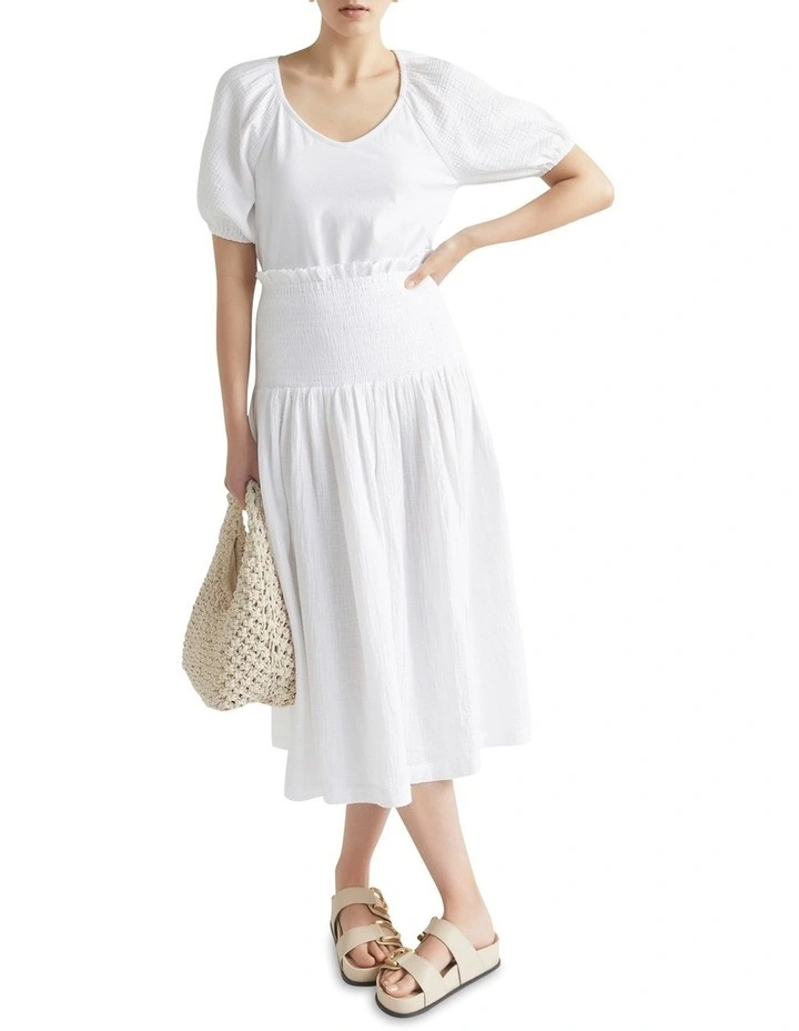 Flash Sale π Seed Heritage Cheesecloth Shirred π Skirt In Whisper White π