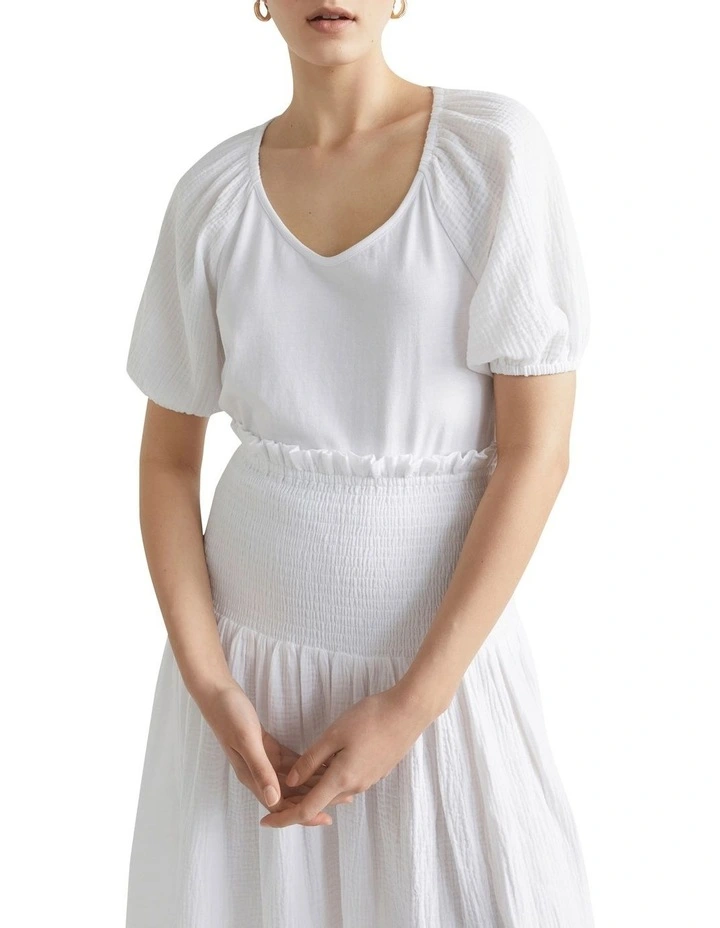 Flash Sale π Seed Heritage Cheesecloth Shirred π Skirt In Whisper White π - Image 4