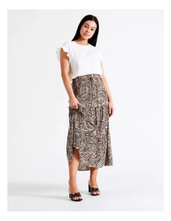 Outlet π Tokito Tiered Midi π Skirt In Natural β¨