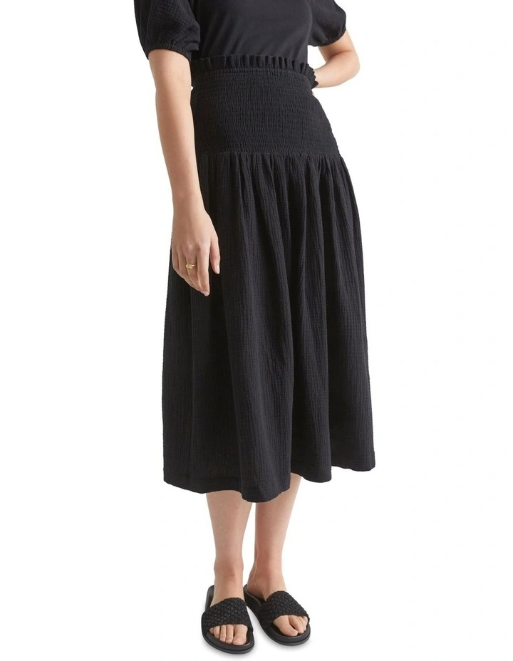 New β€οΈ Seed Heritage Cheesecloth Shirred π Skirt In Black π - Image 2