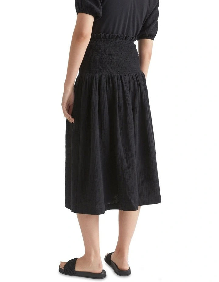 New β€οΈ Seed Heritage Cheesecloth Shirred π Skirt In Black π - Image 3