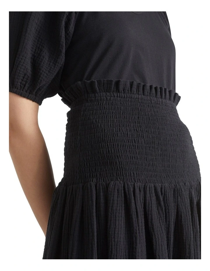 New β€οΈ Seed Heritage Cheesecloth Shirred π Skirt In Black π - Image 4