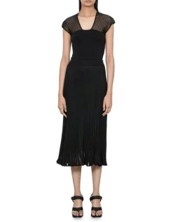 New π€© Veronika Maine Sheer Pleated π Skirt In Black β¨