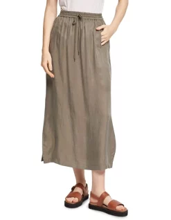 Wholesale 🛒 Oxford Charlotte Cupro Blend 👗 Skirt In Khaki 🤩