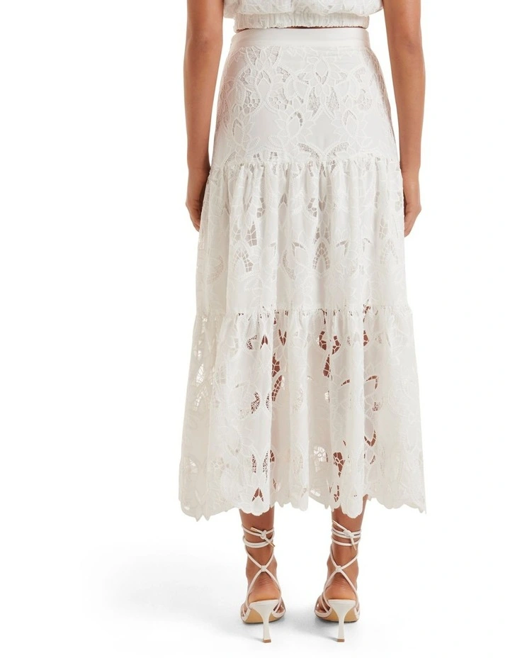 Best Pirce π Forever New Alice Tiered Broidery Midi π Skirt In Porcelain π₯ - Image 2