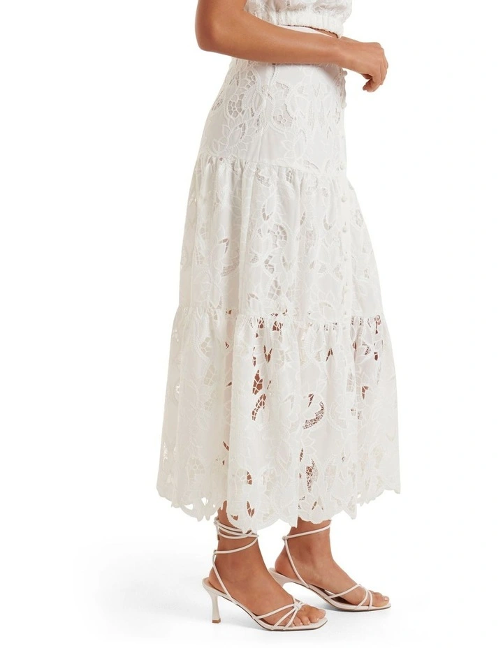 Best Pirce π Forever New Alice Tiered Broidery Midi π Skirt In Porcelain π₯ - Image 3