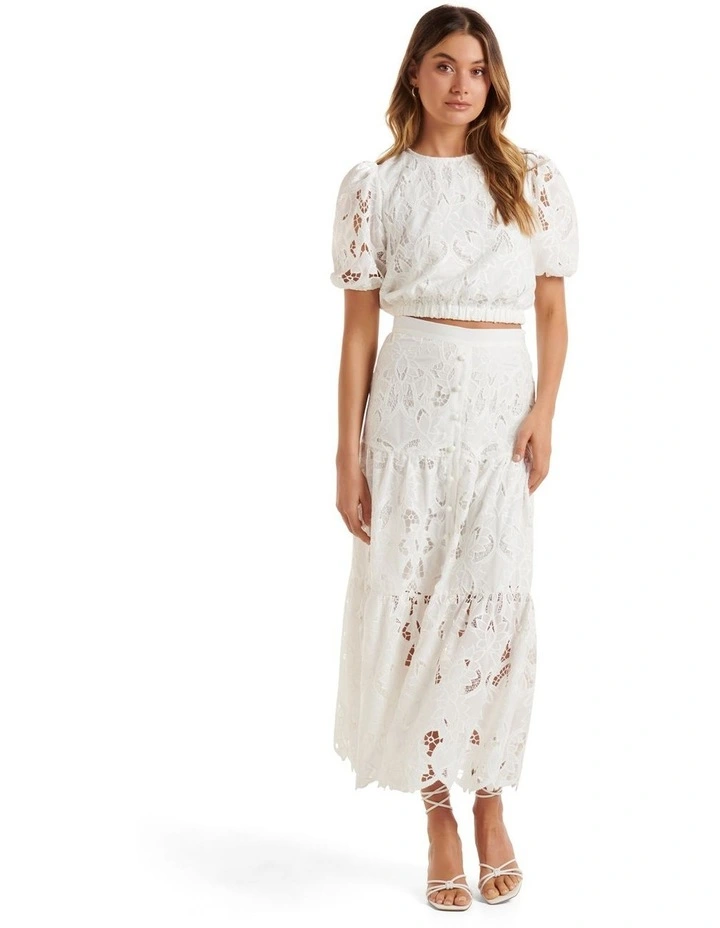 Best Pirce π Forever New Alice Tiered Broidery Midi π Skirt In Porcelain π₯ - Image 5