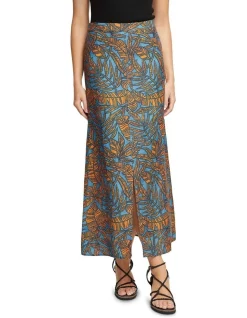 Promo 🤩 Oxford Overboard Tropical Print 👗 Skirt In Blue/Orange ⭐