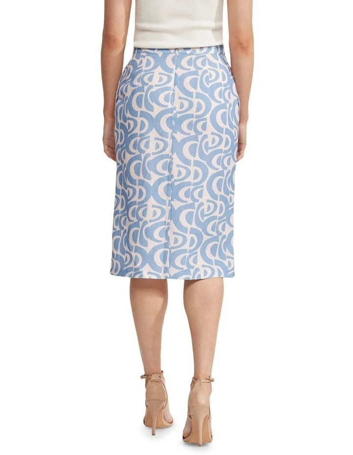 Best deal π€© Oxford Vivian Geo Linen Blend π Skirt In Blue π - Image 3